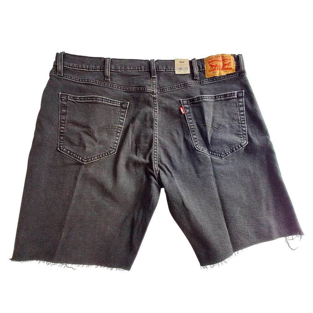 Levis 412 Slim Stretch Black Denim Shorts 9" Inseam Eco Performance Mens Size 40 - Picture 2 of 15